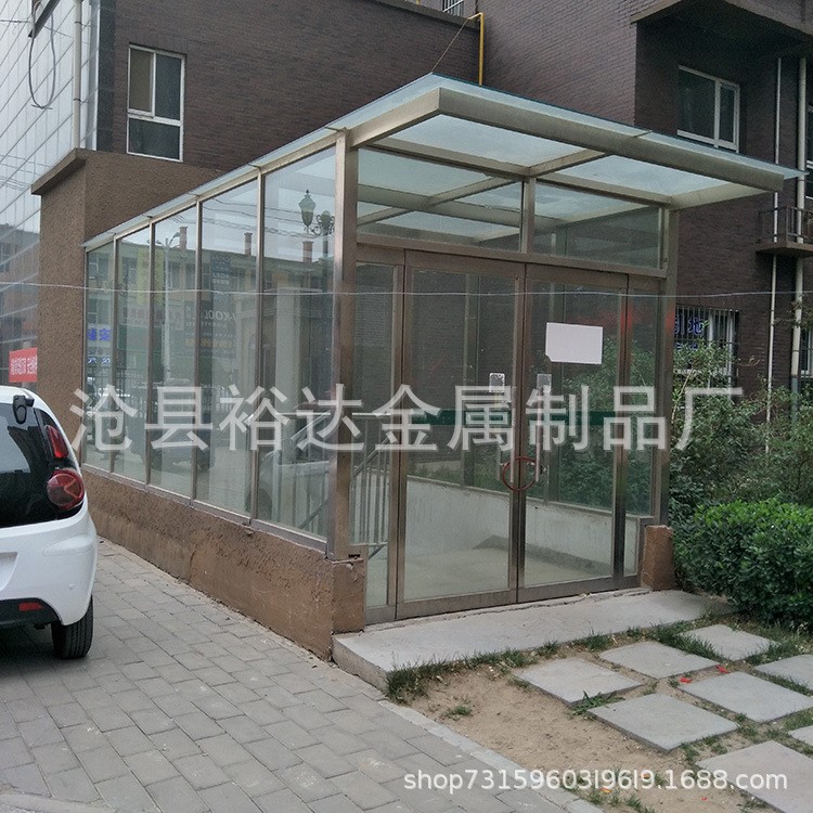 酒店入口玻璃雨棚  雙層夾膠鋼化玻璃防曬篷
