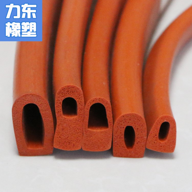 供應 發(fā)泡D型帶孔硅膠條  油煙凈化設備密封條 11*20mm硅膠半圓條