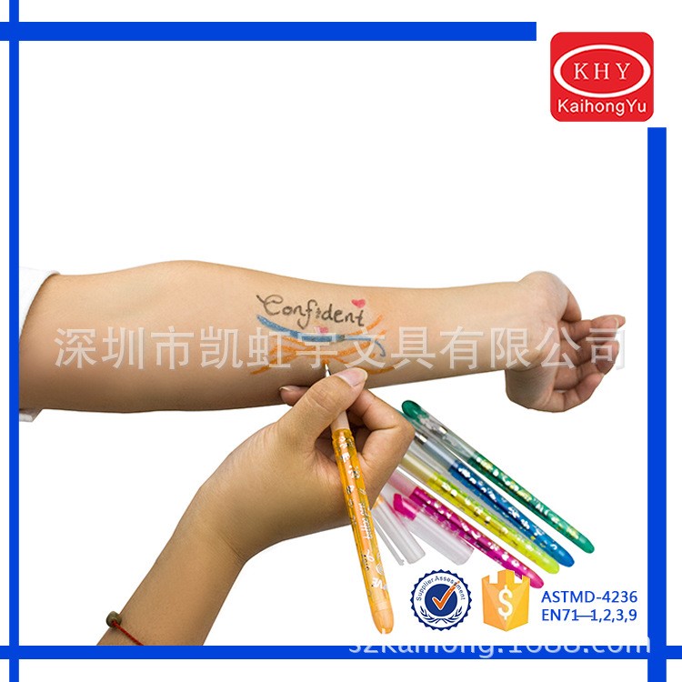 凱虹宇定制彩色紋身筆閃光紋身筆可水洗皮膚繪畫筆Tattoo Pens
