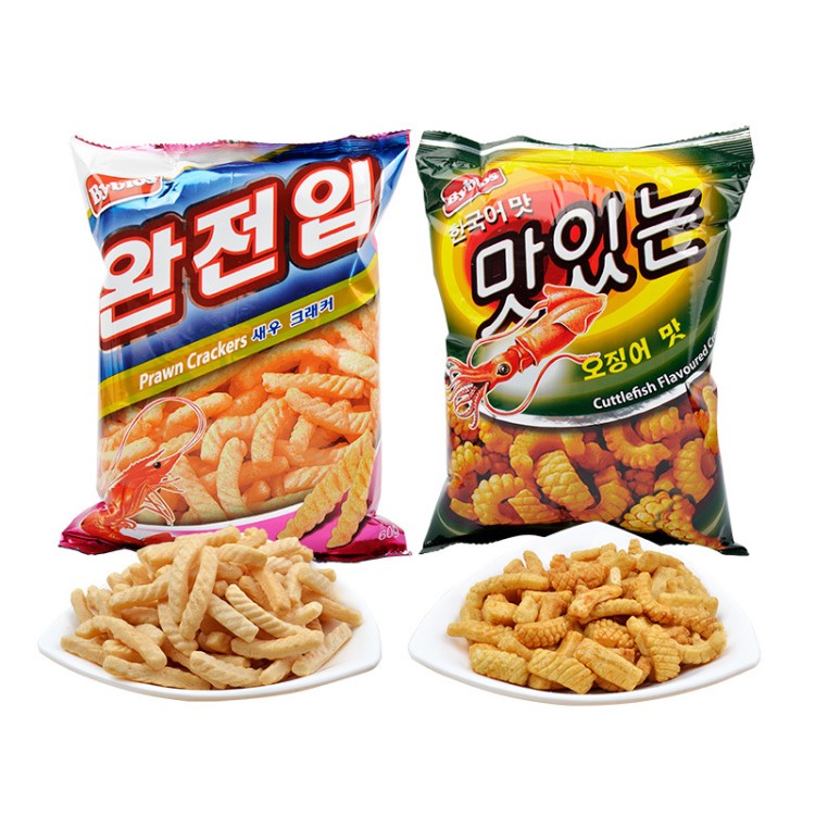 馬來(lái)西亞貝魯斯鮮蝦棒/魷魚(yú)圈60g 膨化食品校園休閑零食小吃