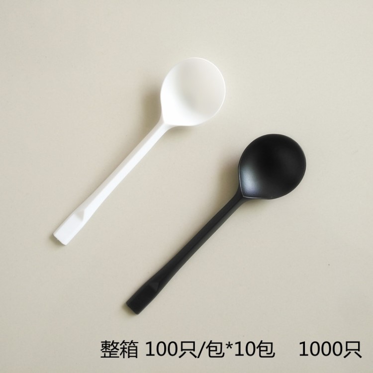 塑料勺子一次性一次性湯勺整箱批發加硬PS環保餐勺圓勺加厚