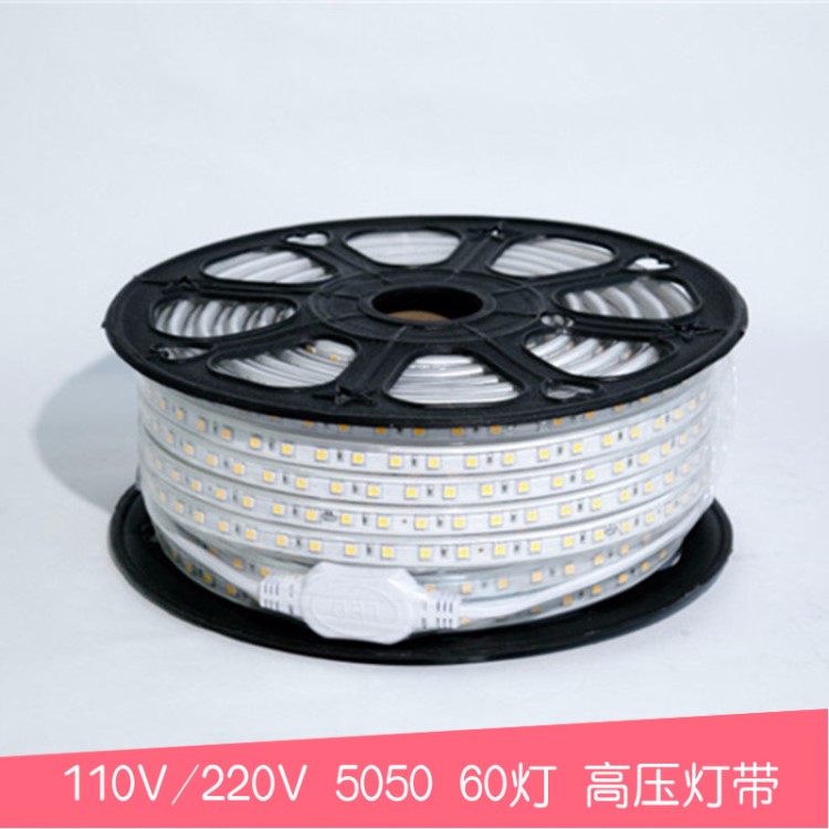 110V220V燈帶led5050LED貼片柔性防水防曬防凍防雨高壓戶外軟燈條