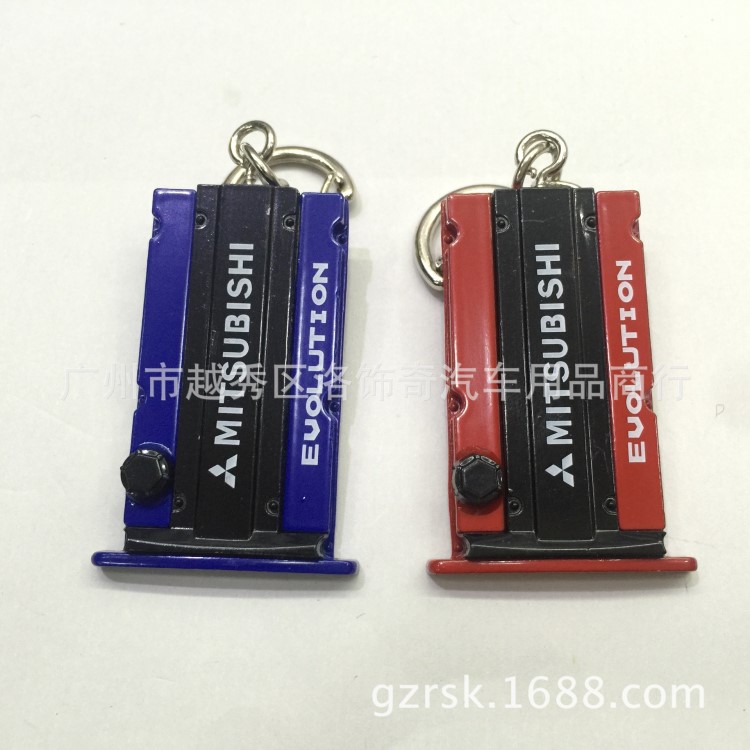 三菱EVO引擎蓋鑰匙扣 三菱發動機蓋個性改裝鑰匙鏈渦輪增壓鑰匙環