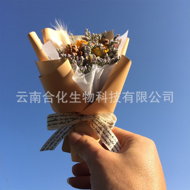 清新迷你干花花束禮盒圣誕生日禮物浪漫泡泡橙色多頭玫瑰女友閨蜜