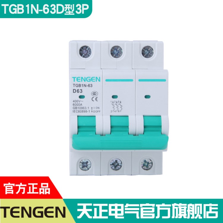 天正電氣空氣開關TGB1N-63 3P D型動力型低壓小型斷路器工業