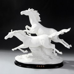 精品德化白瓷 陶瓷雙馬創(chuàng)意結(jié)婚禮物 客廳飾品 家居擺件