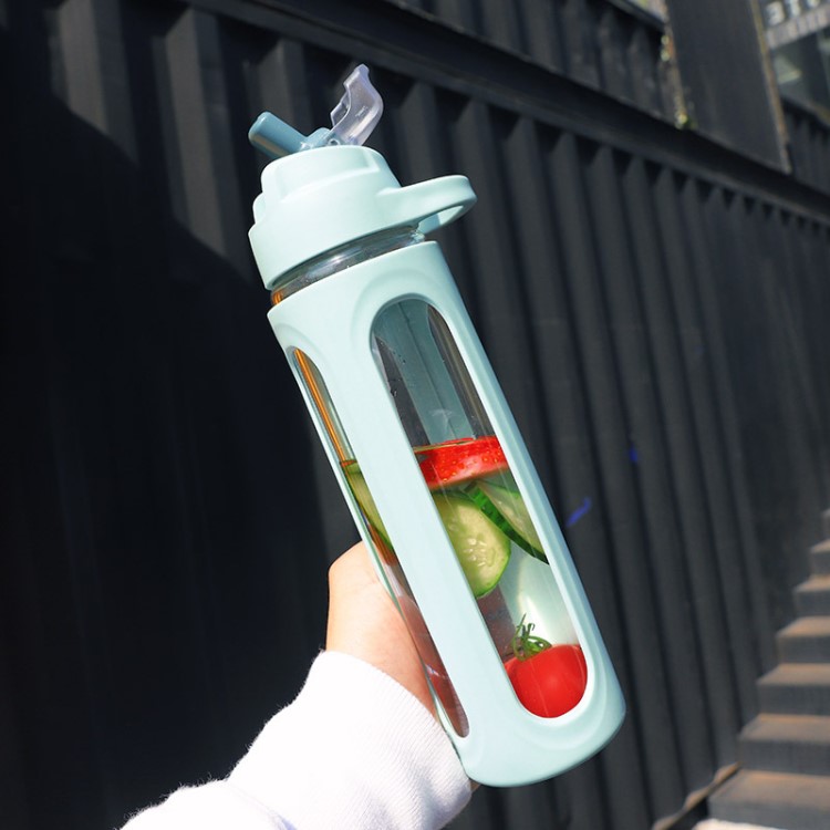 韩国大人大容量吸管玻璃杯男女学生ins简约清新网红创意水杯便携