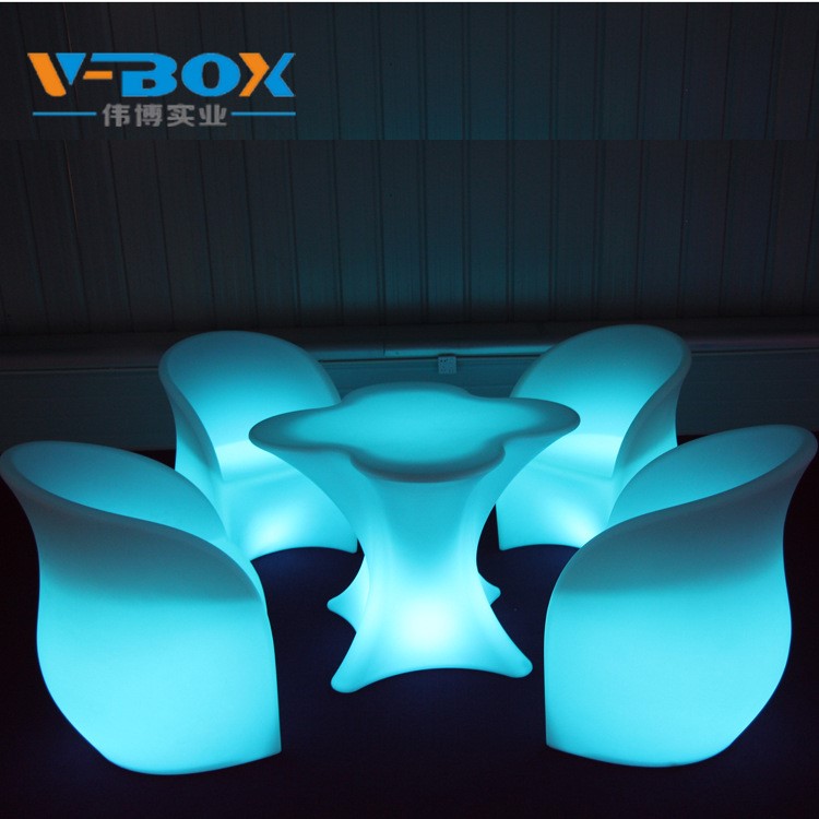 偉博KTV酒吧吧臺桌七彩梅花桌椅發光家具戶外LED茶幾酒吧夜場散臺