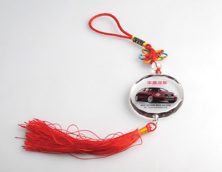 廠家直銷中國結(jié)汽車掛件 水晶白胚批發(fā)照片定制4S店車展活動禮品