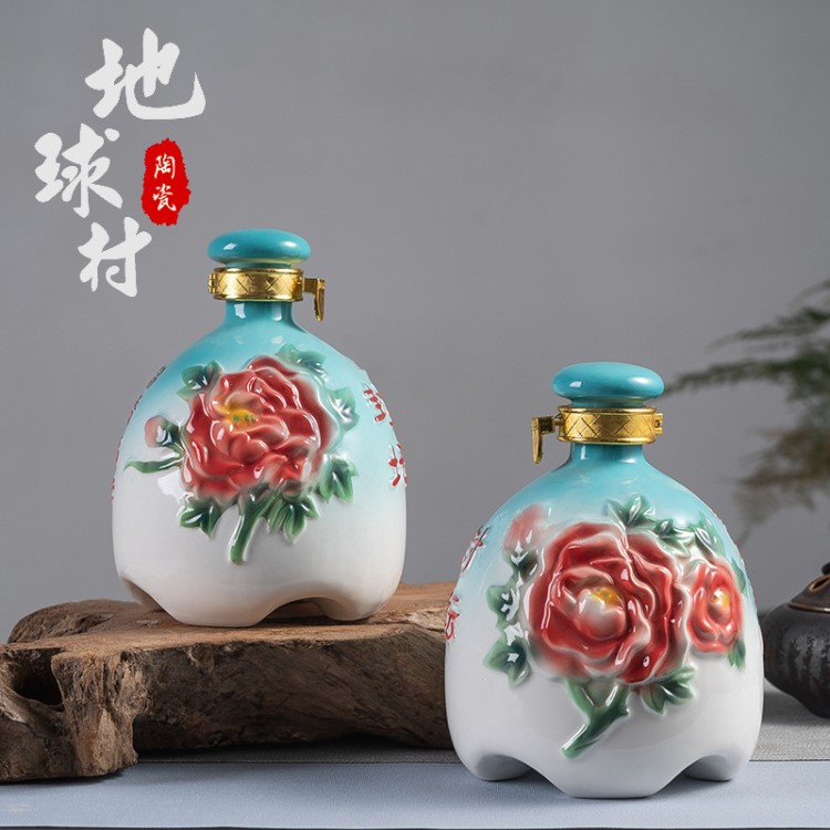 景德鎮陶瓷酒瓶酒壇 法蘭彩荷花花紋陶瓷酒瓶 密封高溫酒具定制