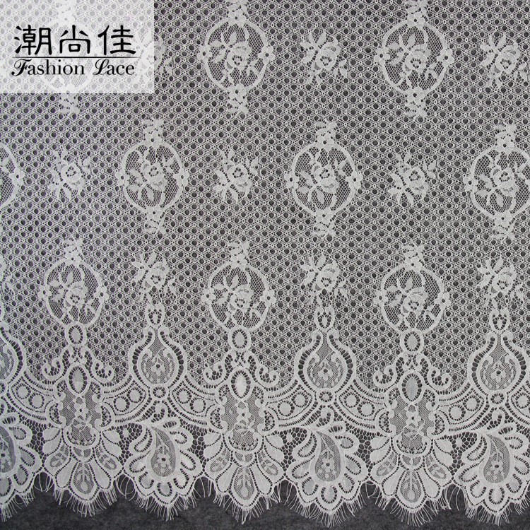 滿幅150cm錦綸蕾絲面料花邊 眼睫毛刺繡領(lǐng)花 窗簾輔料網(wǎng)布花邊