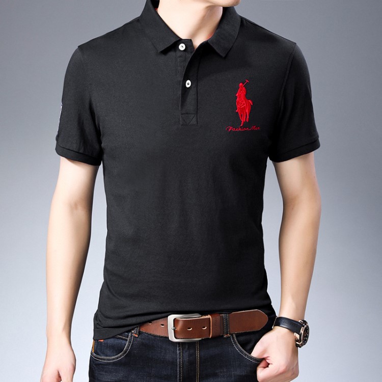2019刺绣polo衫男短袖翻领t恤夏季薄款大马商务潮流男装打底衫