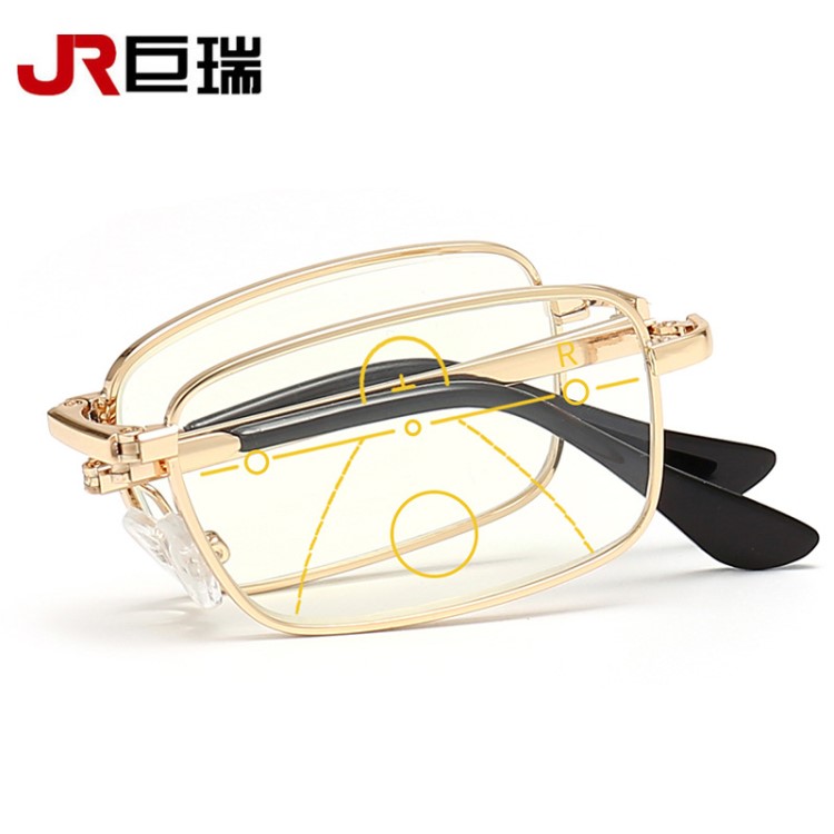 便捷可折疊簡(jiǎn)約老花鏡 金屬全框多焦點(diǎn)防藍(lán)光老花眼鏡 遠(yuǎn)近通用鏡