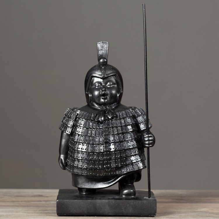 新中式秦兵马俑士兵人物模型摆件家居书房办公室装饰书挡书立摆件