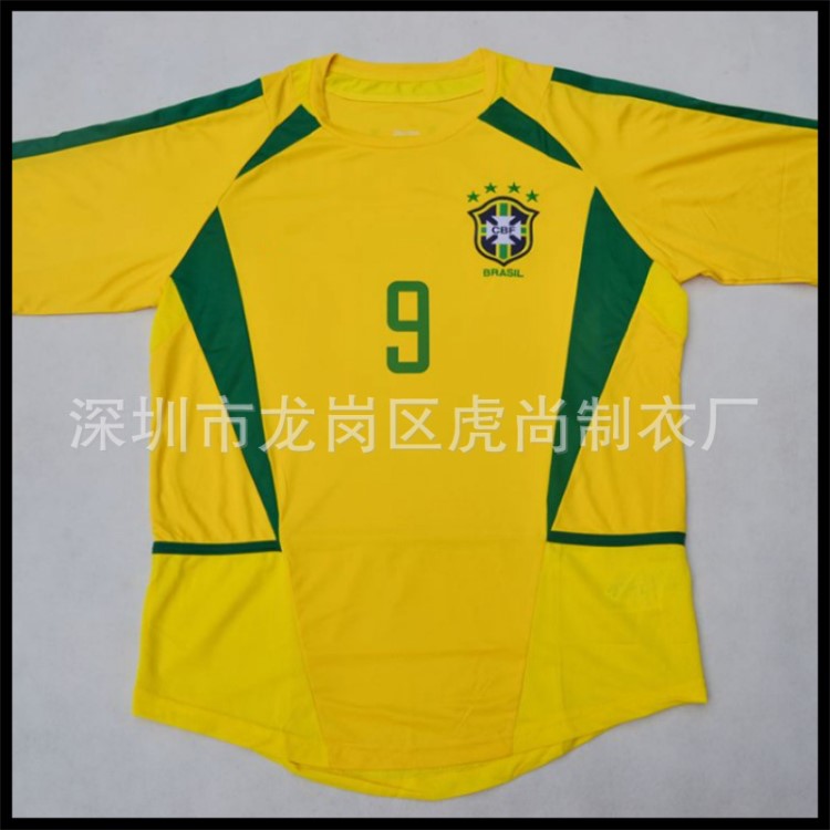工廠定做經典復古9號球衣02年巴西隊經典復古足球服訓練服定制 男