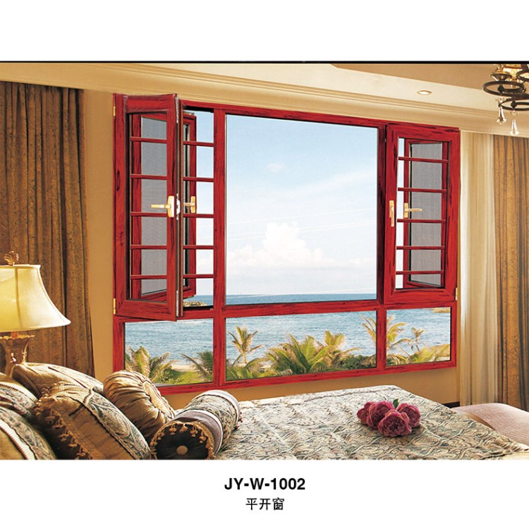 佛山廠家供應 鋁合金斷橋門窗 平開窗推拉窗 紗窗一體 帶防護欄