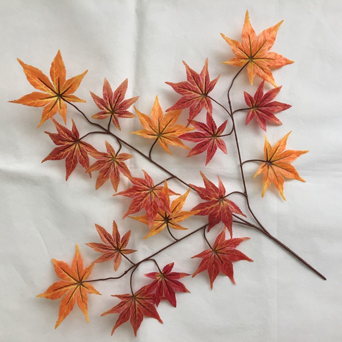 仿真過膠綠葉塑料樹葉裝飾假葉子紅楓葉香山紅葉仿真植物綠植樹枝