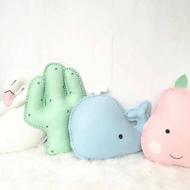 INS玩具新款創意PU皮抱枕 熊頭造型靠墊 寶寶房裝飾