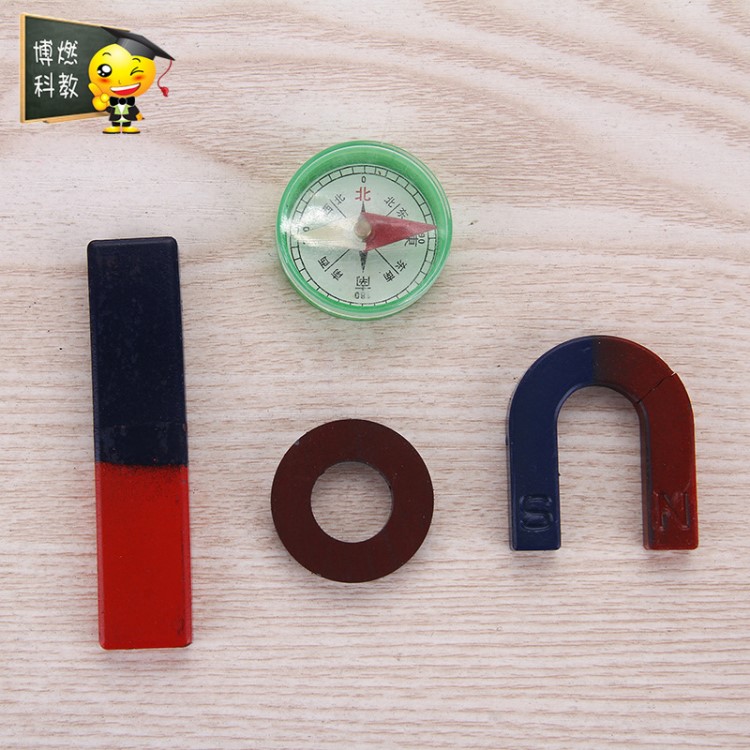 大號(hào)磁鐵套裝科普教具小學(xué)磁學(xué)器材條形磁鐵U型磁圓形磁鐵指南針
