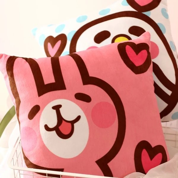 日本卡拉的小動物 兔子 小雞 雙面印花抱枕靠墊