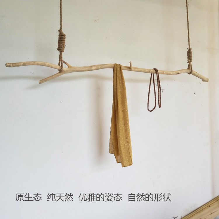 DIY原木掛衣架裝飾服裝掛衣桿展示架干樹枝去皮樹枝樹枝裝飾壁掛