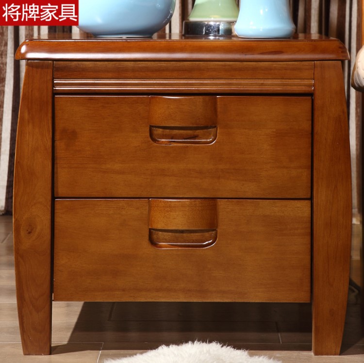 實(shí)木床頭柜 環(huán)保簡(jiǎn)約儲(chǔ)物柜帶抽屜柜臥室家具橡膠木