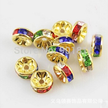 50個/包水鉆圈串珠手鏈配件隔珠隔片 不掉色DIY飾品材料散珠批發(fā)