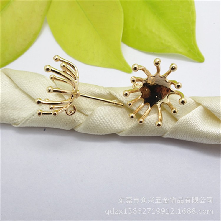手工DIY飾品配件銅材質花耳環耳勾配飾材料花蕊耳釘