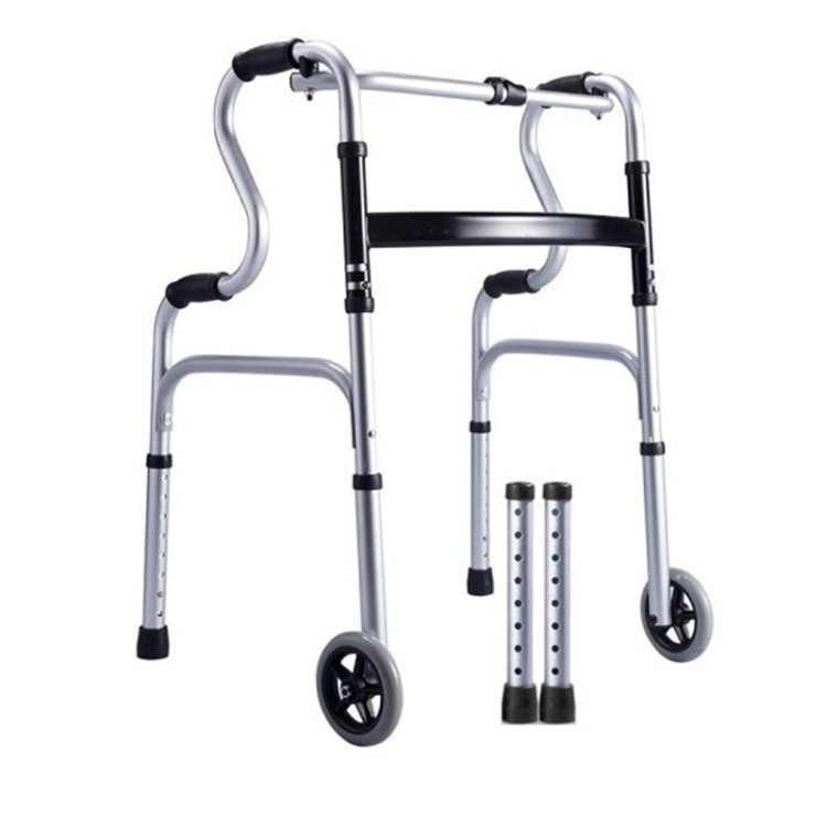 助行器老人殘疾人助力器行走輔助架助步器帶輪帶座雙彎步行器