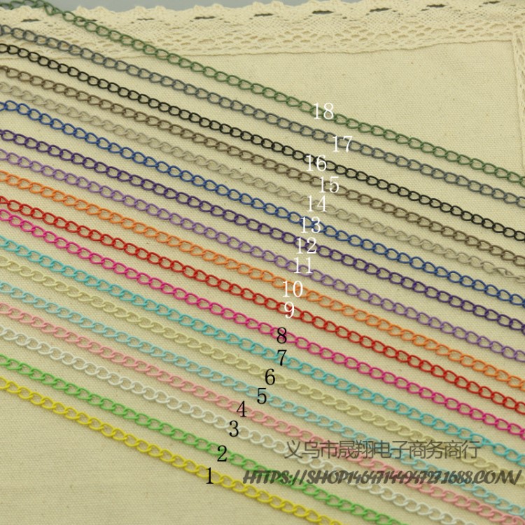 5*7mm噴漆彩色扁形扭鏈鐵鏈?zhǔn)猪?xiàng)鏈金屬鏈連接鏈 DIY手工飾品配件