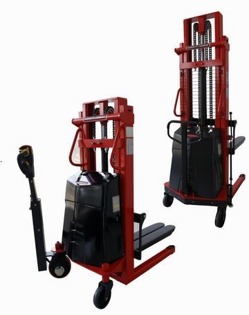 半電動液壓堆高叉車 1T 步行走式 電動升高車裝卸車 2噸 小型