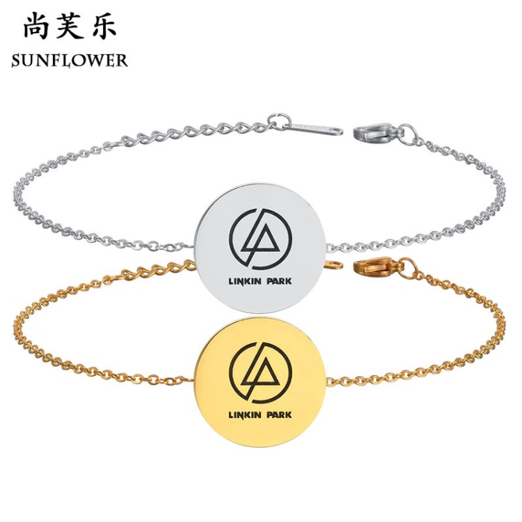 歐美跨境 搖滾樂隊Linkin Park林肯公園標 可調節不銹鋼手鏈