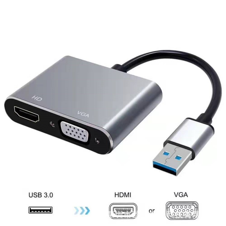 USB3.0转HDMI VGA二合一高清视频转换器 铝合金即插即用 高清2K