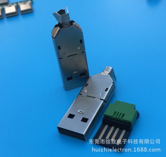 A公刺破 USB A公三件式刺破插頭 USBA公刺破三件式