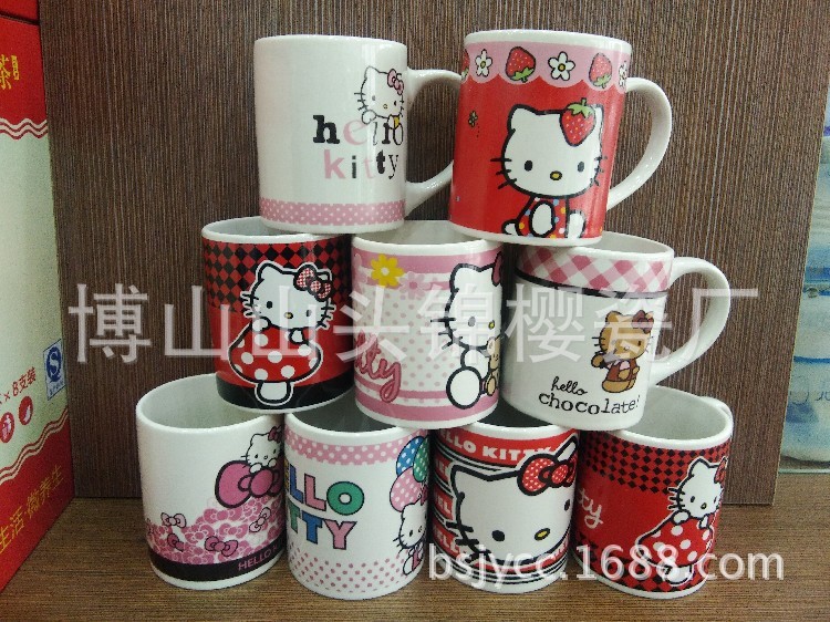 8盎司小馬克杯 helloKitty  炻瓷 白瓷 強(qiáng)化瓷  8盎司8OZ直身杯