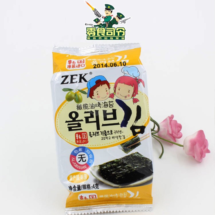 韩国 ZEK 橄榄油烤海苔 24袋/箱 休闲食品零食 整箱批发