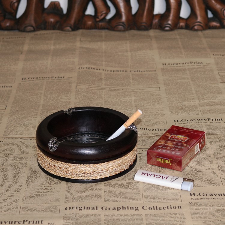 泰國手工雕刻做舊木頭煙缸復古創意個性酒吧茶室木質實木煙灰缸