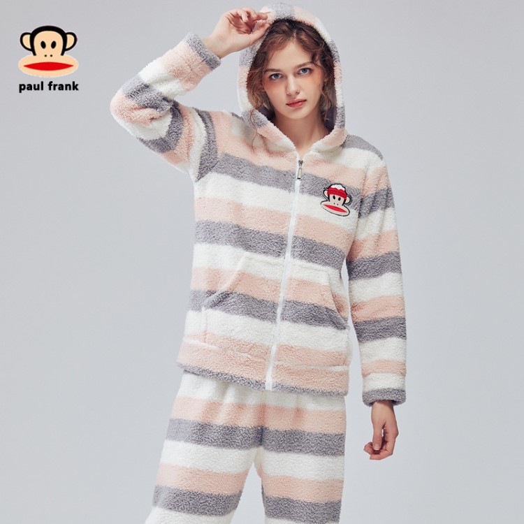 Paul Frank/大嘴猴睡衣女士冬季珊瑚絨法蘭絨秋冬天家居服珊瑚絨