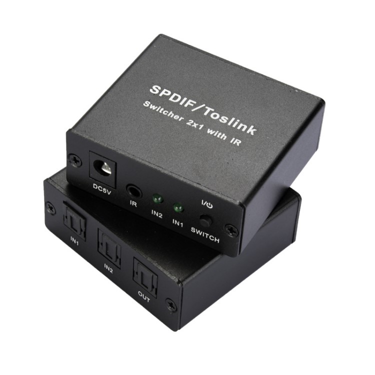 SPDIF/ToslinK  Switcher 2x1 with IR視頻光纖2x1切換器帶遙控器