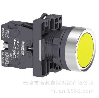 現貨施耐德 指示燈按鈕系列 平頭復位按鈕，黃色，1NO；XA2EA51