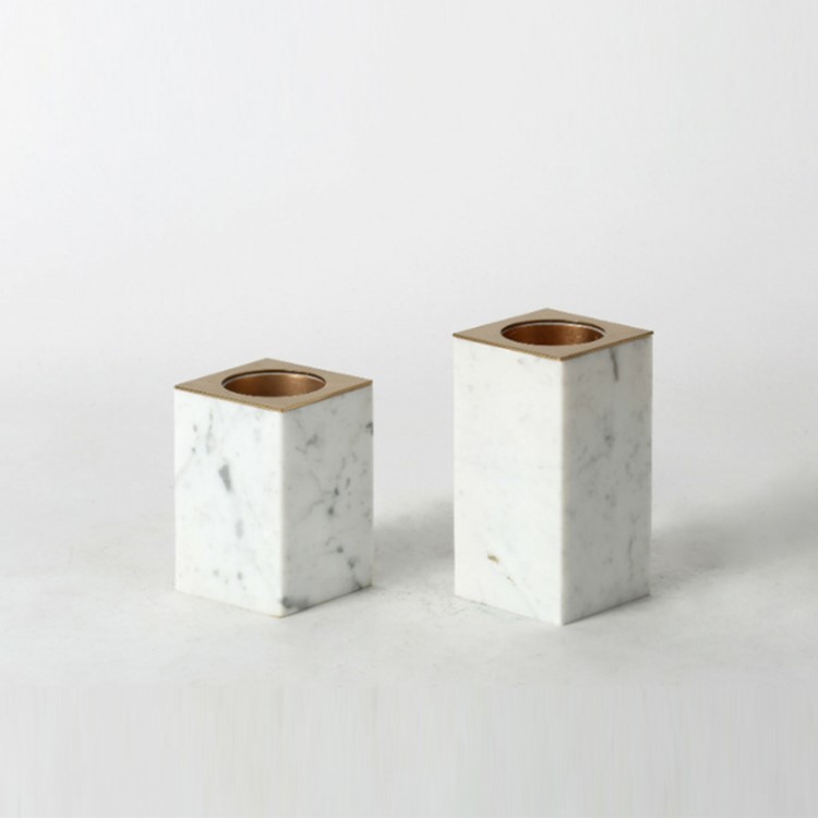 工藝品裝飾擺件現(xiàn)代簡約餐桌蠟燭臺飾品北歐風(fēng)格家居大理石燭臺