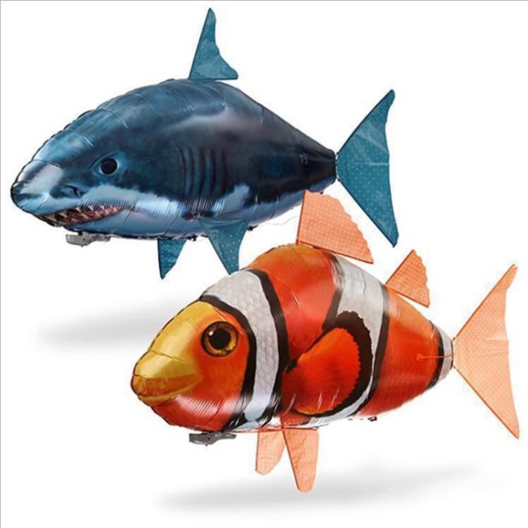 空中懸浮玩具沖氦氣抖音兒童小丑魚飛行玩具遙控飛魚鯊魚飛行氣球