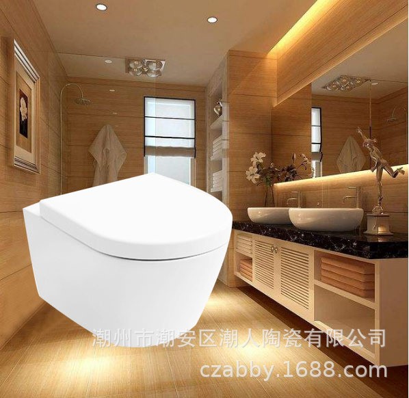 掛墻式馬桶 工程酒店大便池 WC Wall-hung Toilet 直沖墻排掛便器