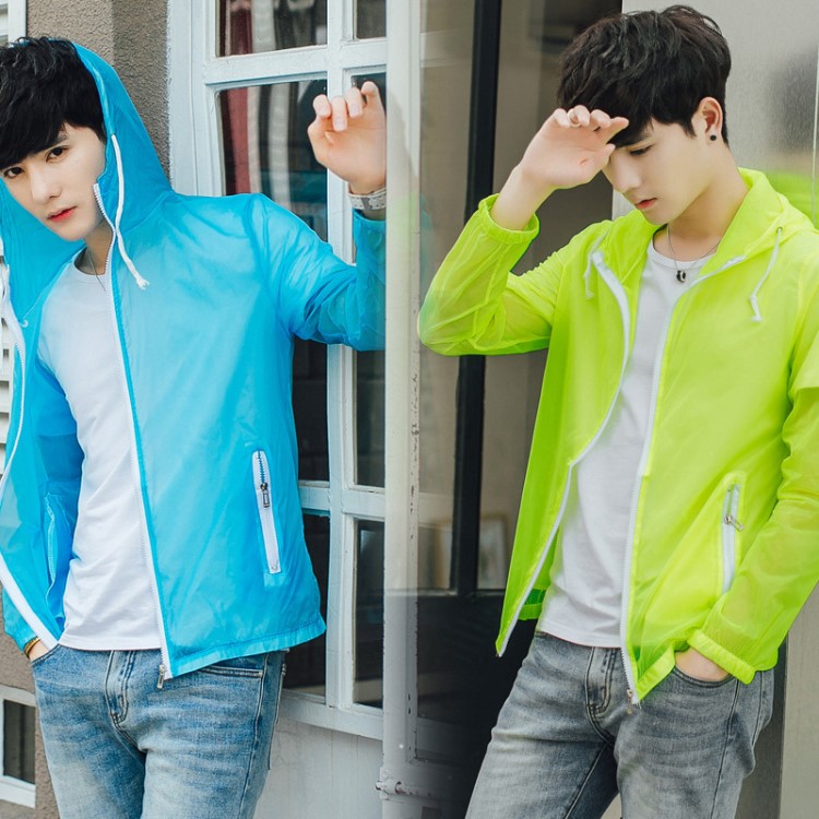 2019戶外男女超溥皮膚風衣情侶款防曬速干衣休閑服連帽薄夾克外套