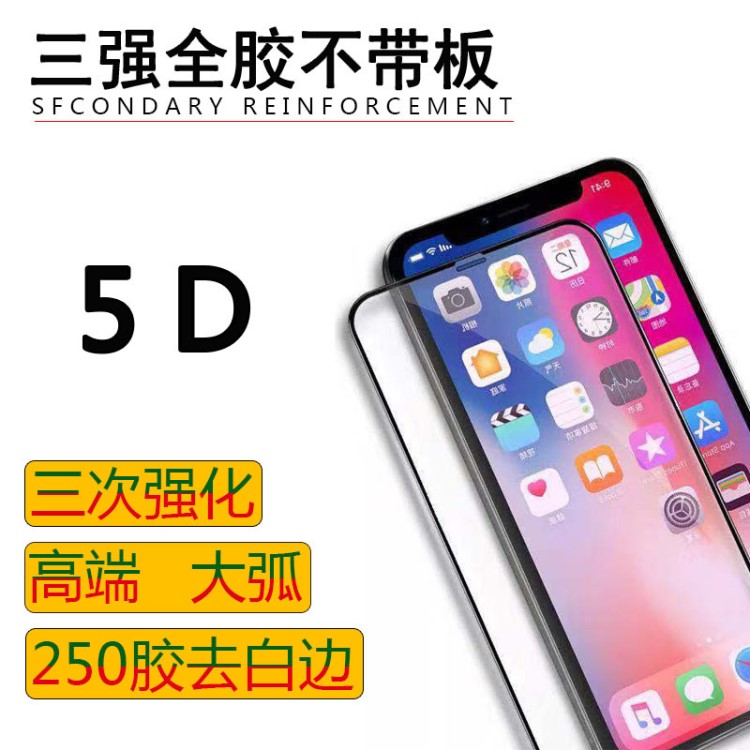適用iPhone xs三強絲印鋼化膜iphoneXR全屏 蘋果XS MAX三強鋼化膜