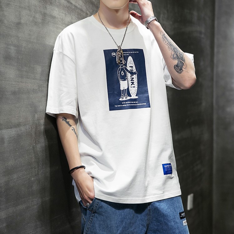 男士短袖t恤潮牌港风ins夏季上衣韩版宽松男生半袖棉体恤衫衣服