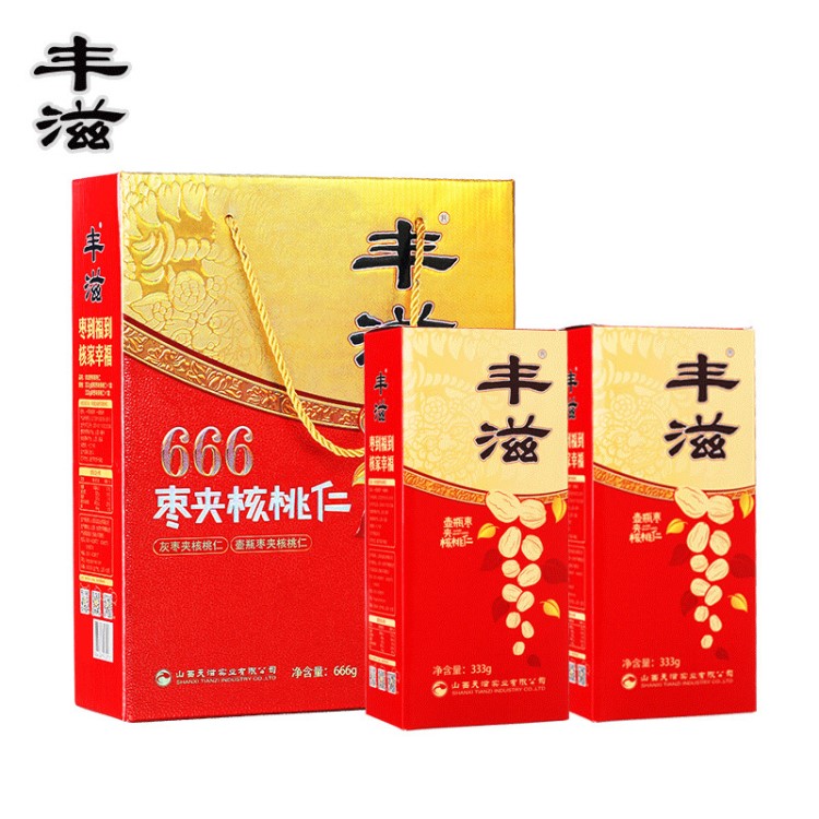 豐滋棗夾加核桃禮盒666g新疆灰棗/山西壺瓶棗加新疆和田薄皮核桃