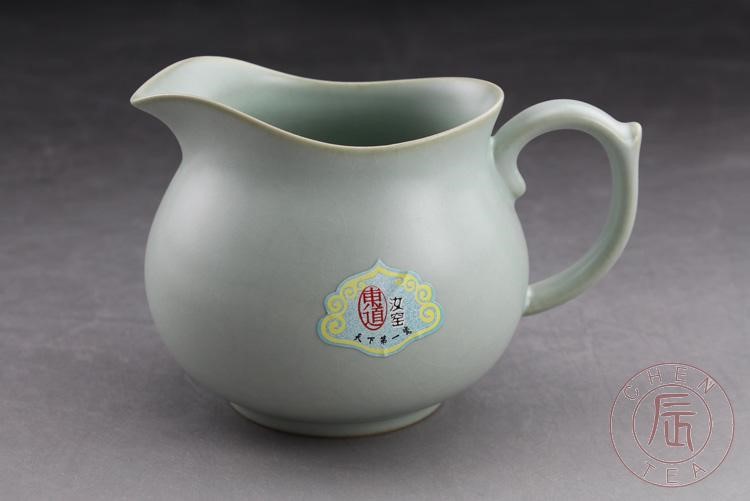 一件代發 東道汝窯大肚有容茶海公道杯 開片陶瓷功夫茶具分茶器
