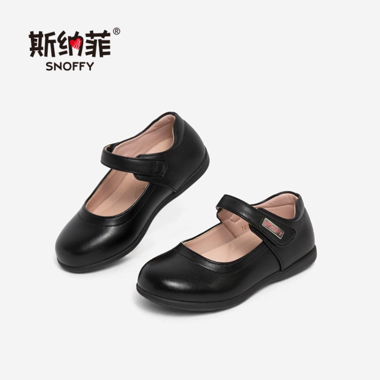 斯納菲女童皮鞋女孩兒童真皮黑色公主鞋2019單鞋小學生春款小皮鞋