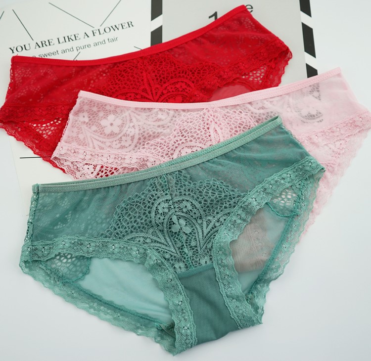 夏季內(nèi)褲新品歐美蕾絲內(nèi)褲女超薄情趣性感透明本命年紅色內(nèi)褲批發(fā)